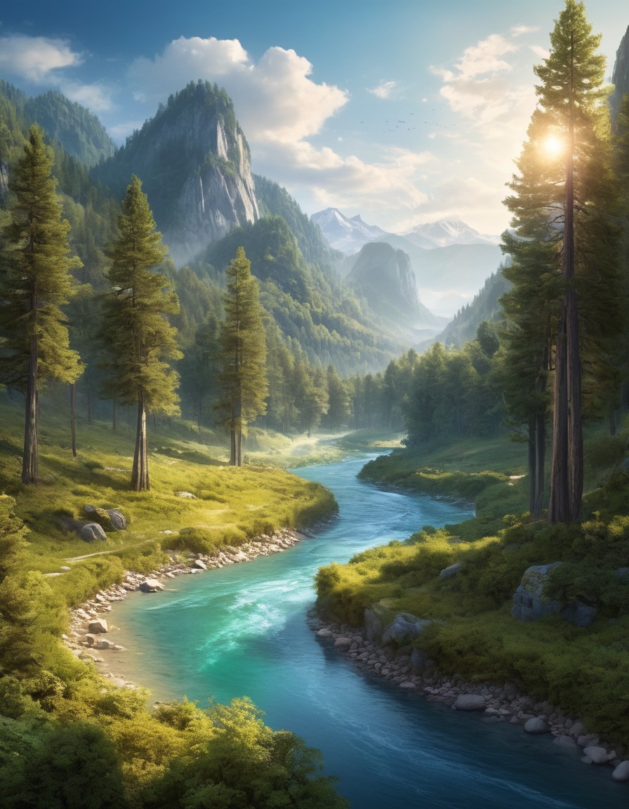 nature, landscape, river, valley, trees