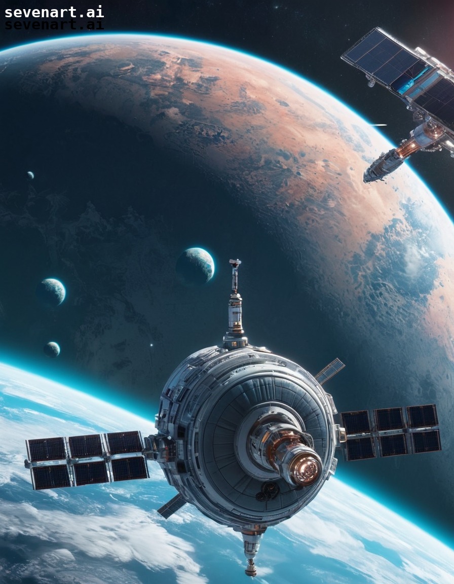 space station, futuristic, technology, life support systems, orbiting planet, future