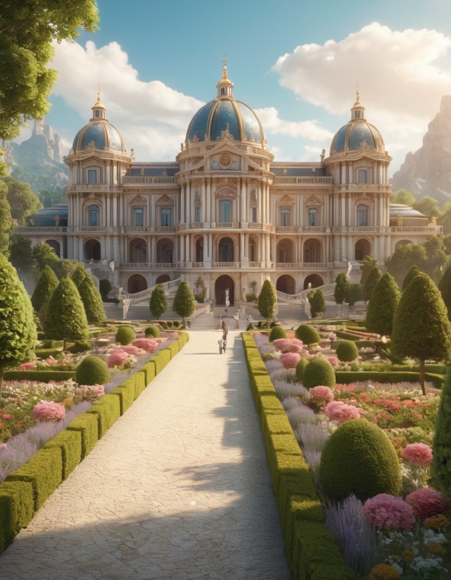 palace, baroque architecture, garden, luxury, opulence, architecture