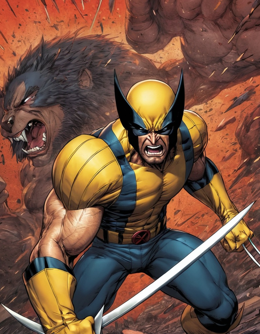 wolverine, superhero, battle, marvel comics, character, action, mutant, anime, marvel