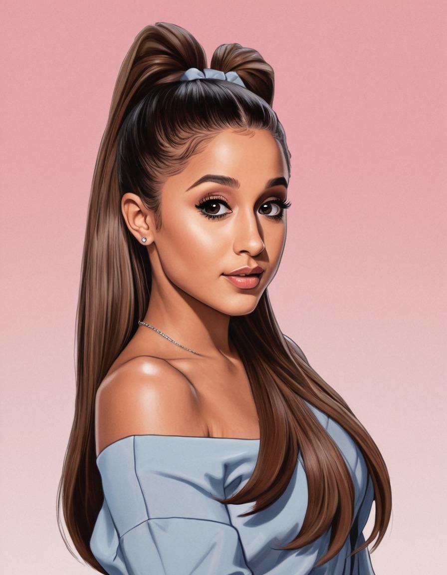 ariana grande, portrait, painting, singer, musician, celebrity