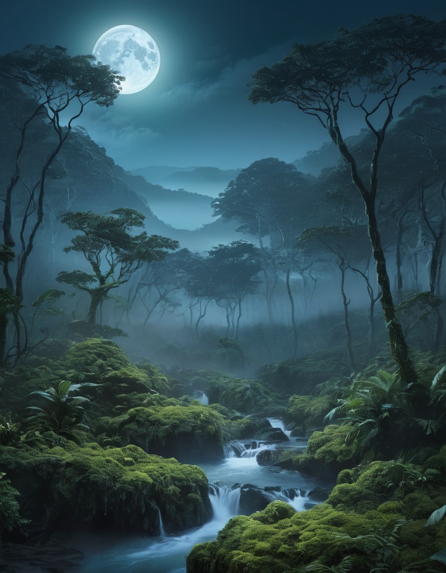 mystical forest, mist, aswang, filipino folklore, full moon