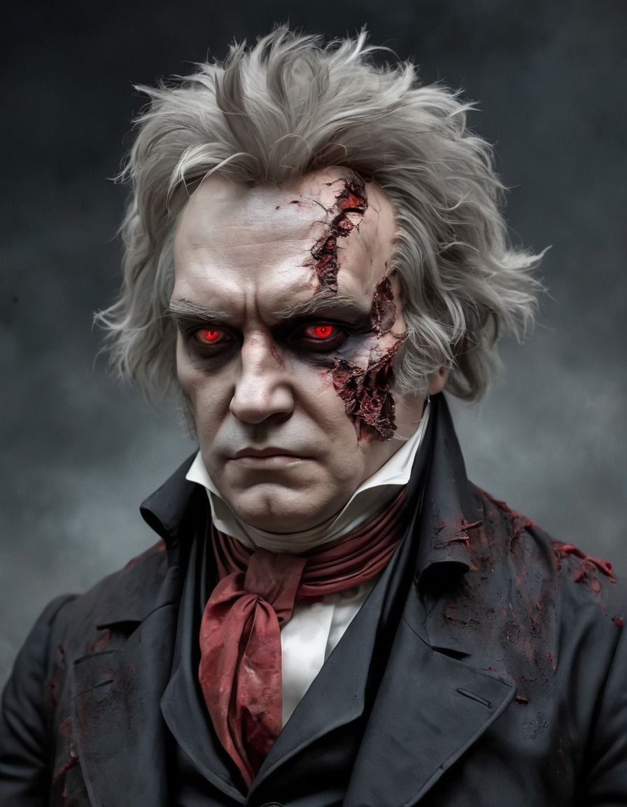 beethoven, classical music, decay, horror, portrait, zombie