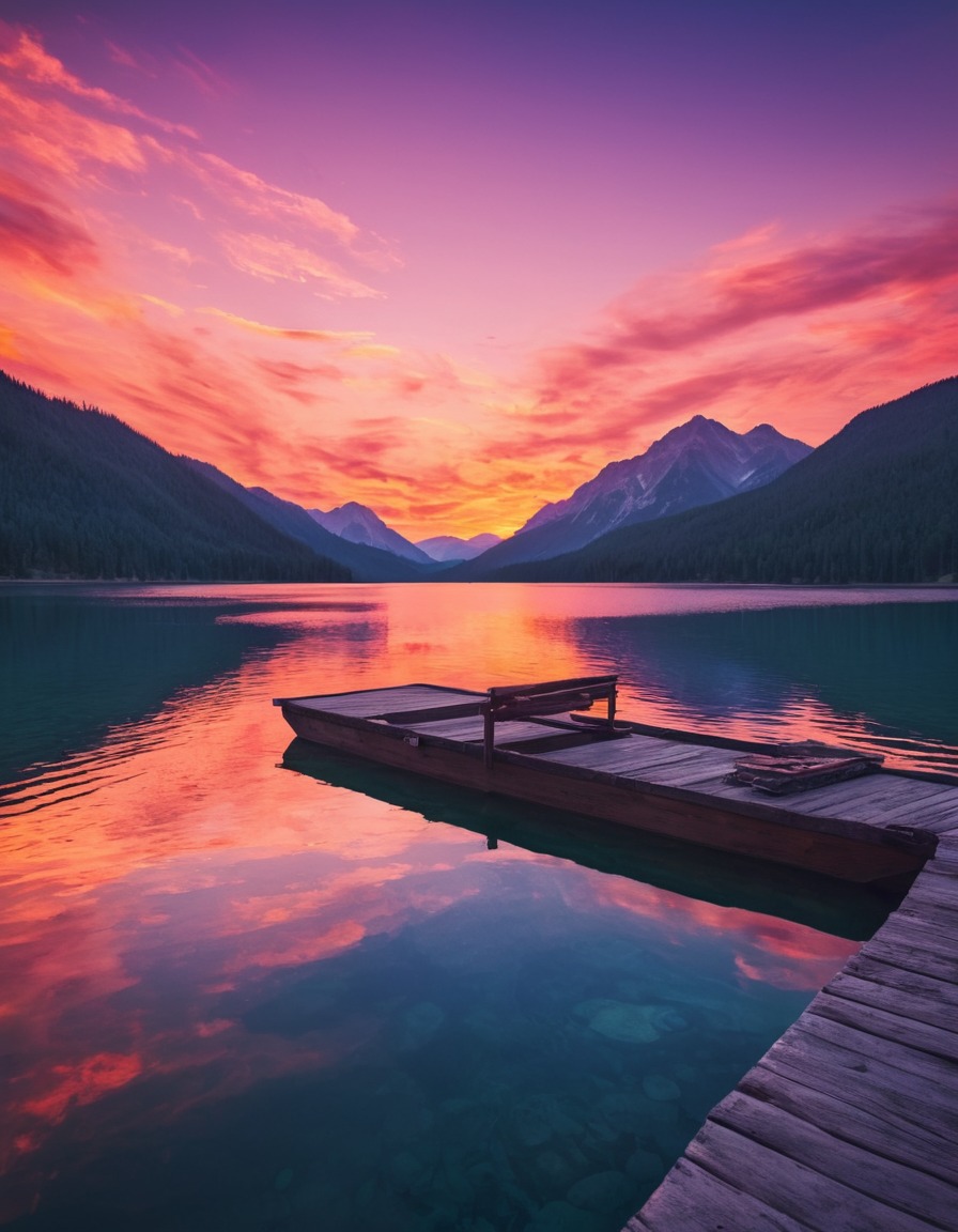 nature, sunset, lake, reflection, peaceful