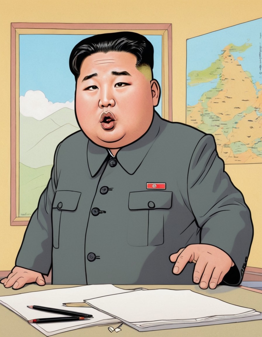 satire, caricature, humorous, north korea, politics