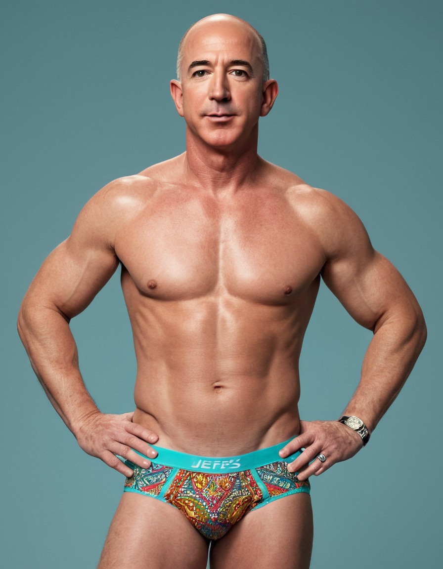 jeff bezos, underwear, colorful, patterned