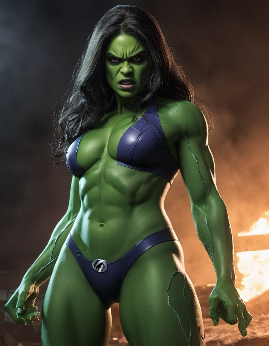 she-hulk, superhero, strength, torn suit, power, confidence