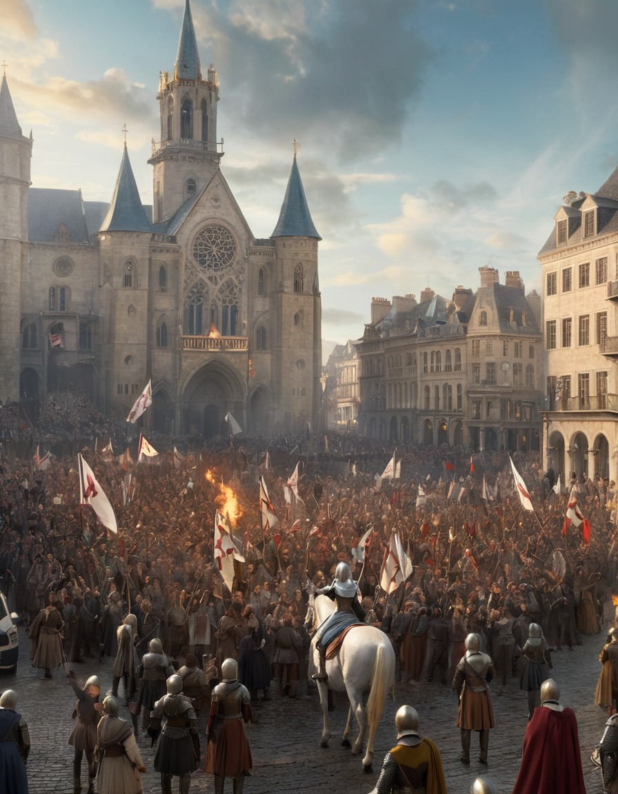 joan of arc, protest, city square, historical figure, activism