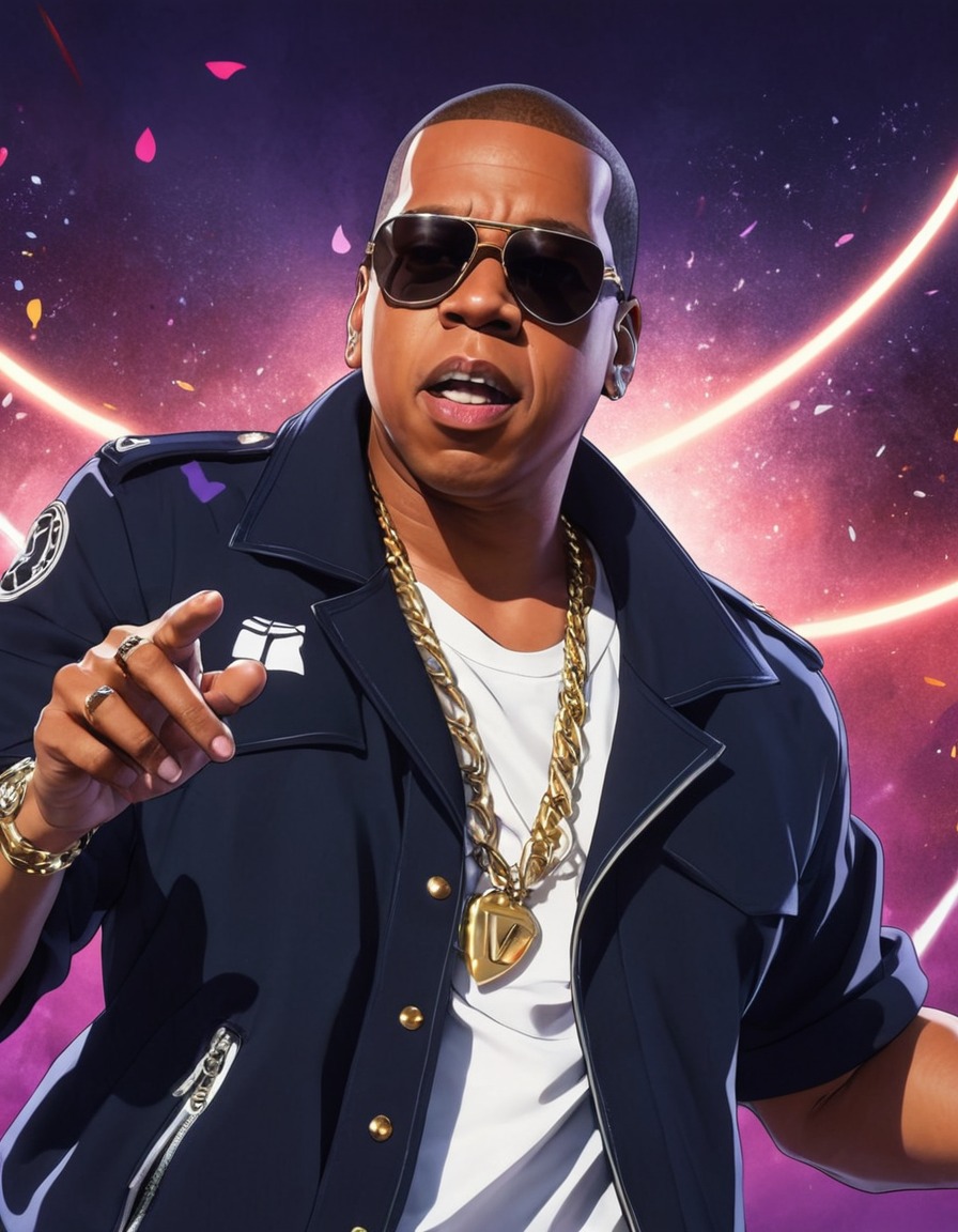 jay-z, anime, music, stage, performance, rapper, character