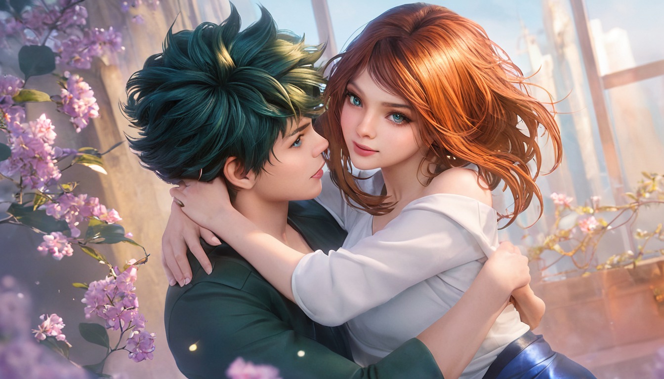 adorable, couple, cuddling, cutecouple, digitalart, embrace, peaceful, portrait, prettygirl, romance, romatic, coupleromance, midoriyaizuku, urarakaochako, izuocha, midoriyaxuraraka, aigenerated, midjourney, 726shsart, bnjacob