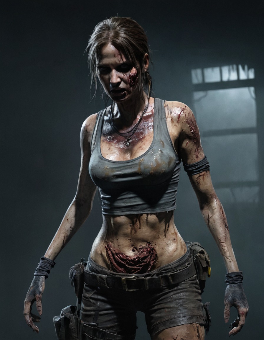 lara croft, tomb raider, zombie, horror, video game