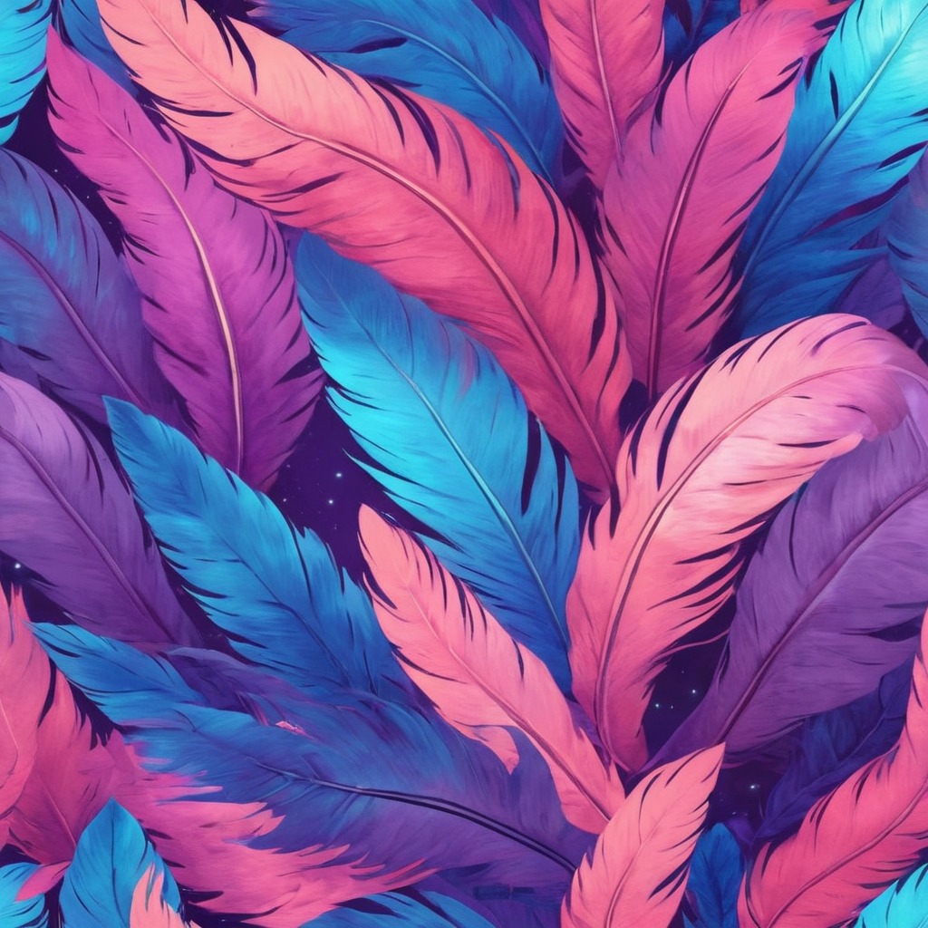 wallpaper, blue, feathers, pink, purple