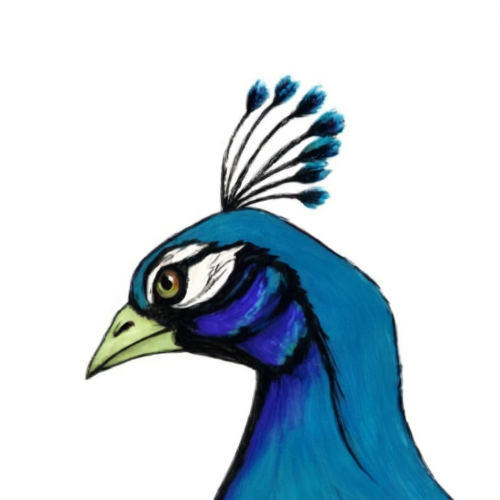 animal, bird, coloured, cartoon, doodle, animalart, digitalart, fanart, digitalpainting, wildlife, peacock, turorial, peacockhead, peacocktutorial