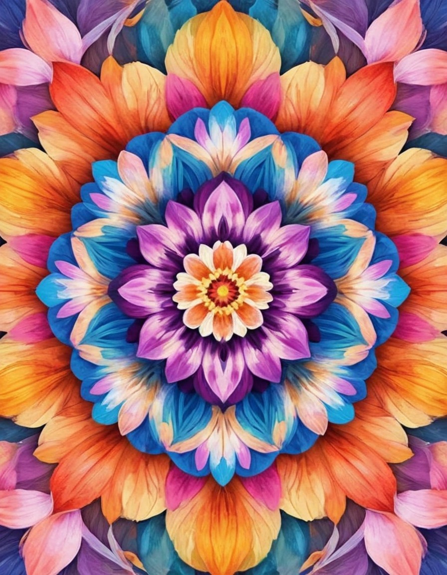 mandala, flower, petals, nature, design