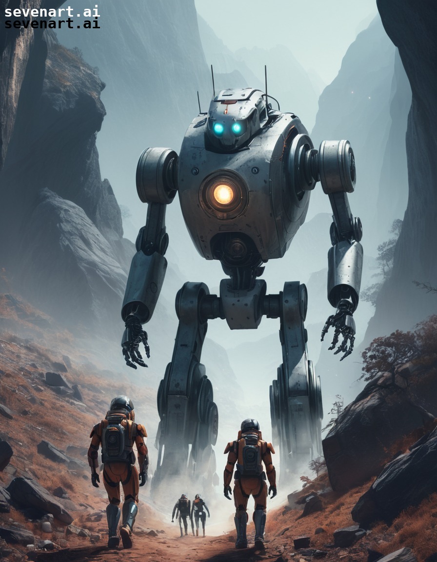 robot, humans, adventure, dangerous terrain, exploration, robots