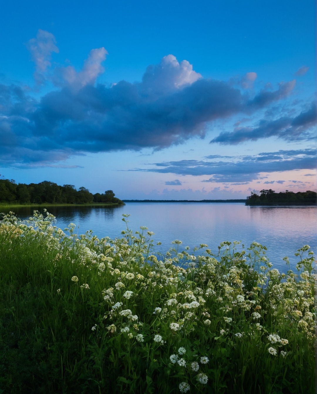 suomi, finland, summer nights, blue hour, evening light, sunset, moon