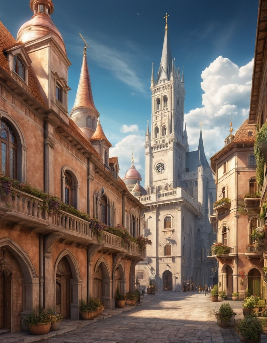 renaissance architecture, cityscape, buildings, intricate design, architecture