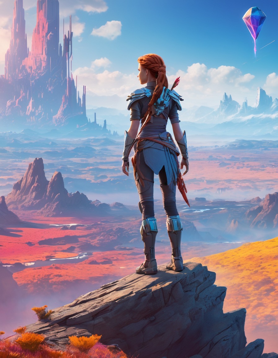 futuristic, landscape, cliffs, horizon, exploration, games, girls from games