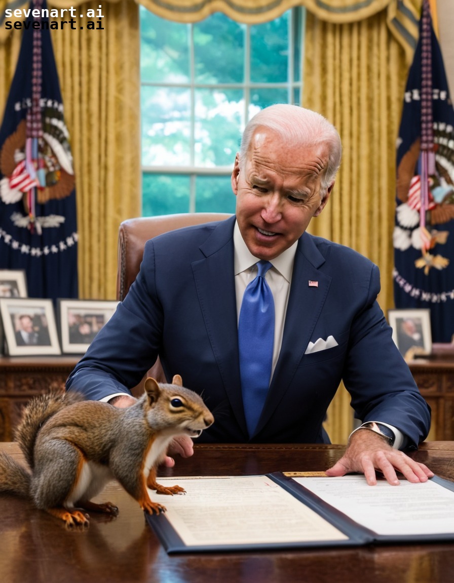 joe biden, squirrels, oval office, mischievous, humor, usa