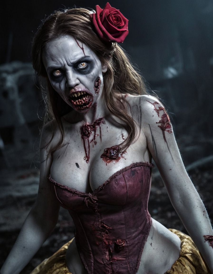 zombie, belle (beauty and the beast), beauty and the beast, undead, horror