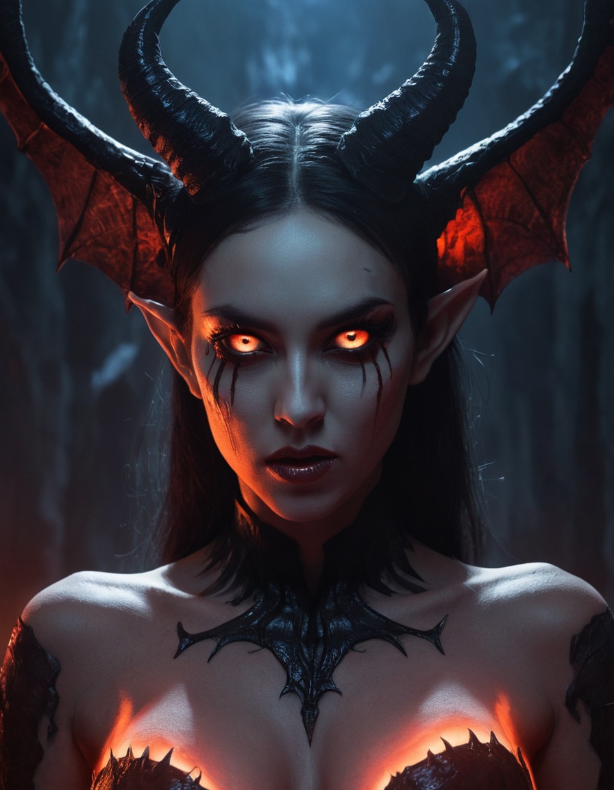 succubus, glowing eyes, hypnotizing, fantasy, mythical creature