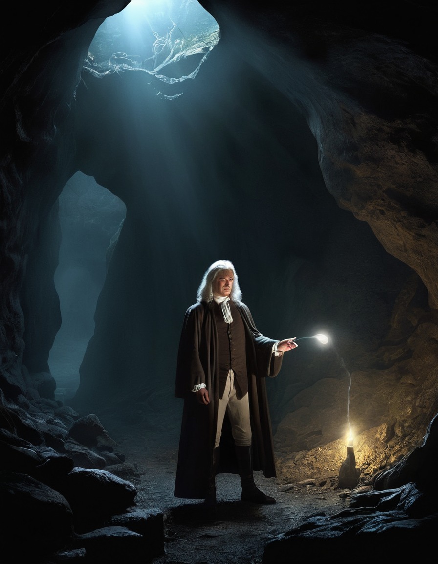 isaac newton, experiment, underground cave, science