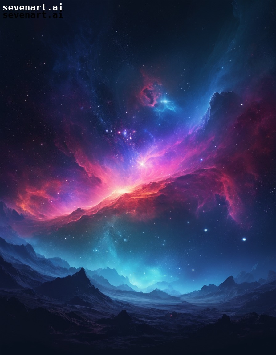 space, nebula, vibrant, hues, light, stars