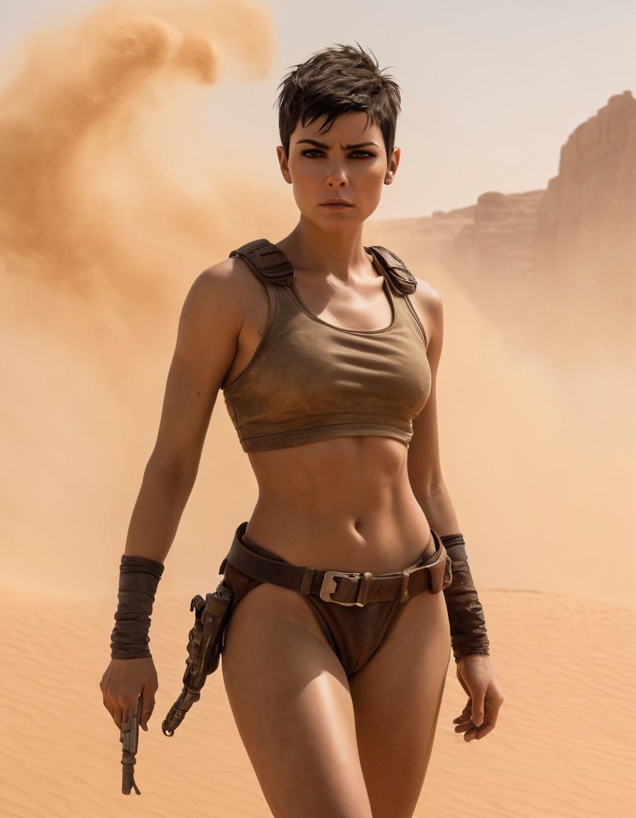 furiosa, desert, sandstorm, action, wind, mad max, character portrait