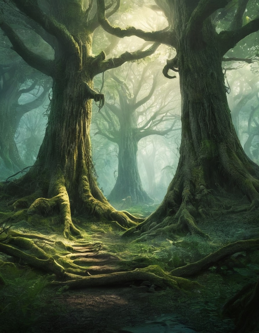 fantasy, ancient, forest, ents, elves, john tolkien, tolkien