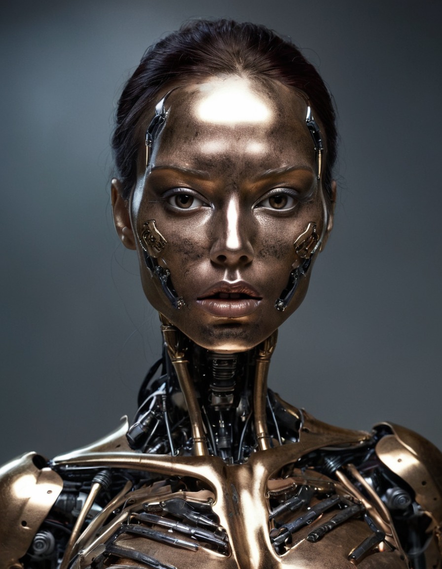 mutations, woman, female, robotic appearance, metallic skin, science fiction, cyborg