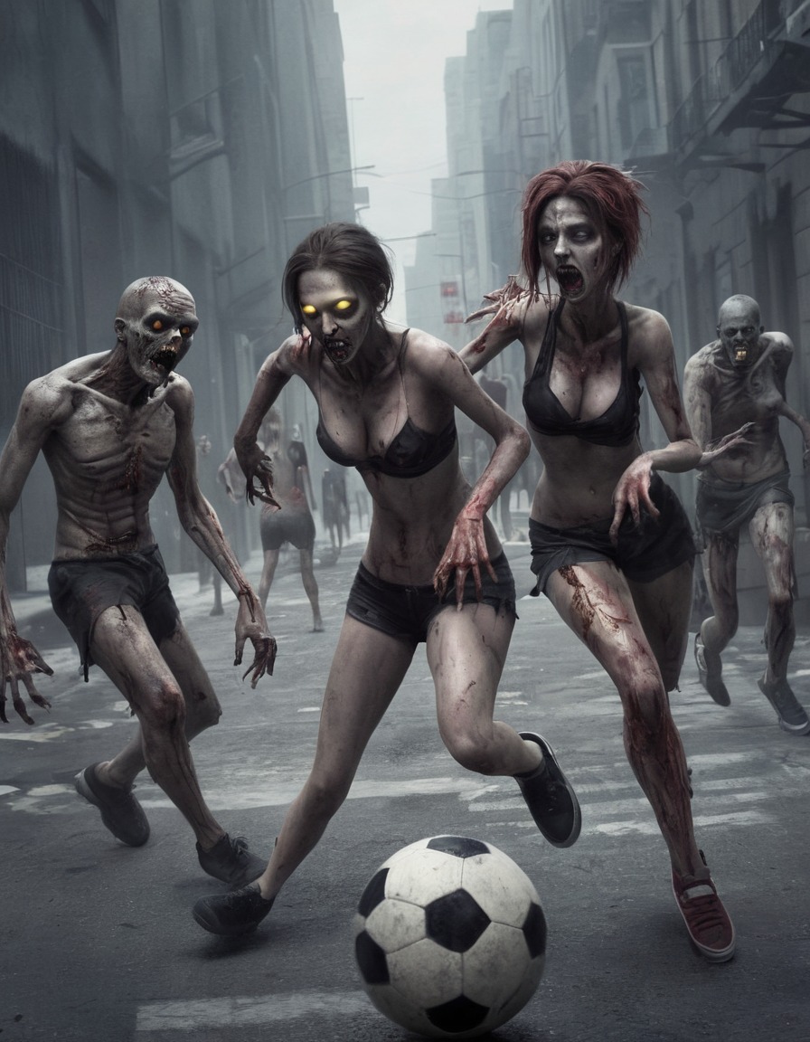 zombies, soccer, city, apocalypse, sports, zombie