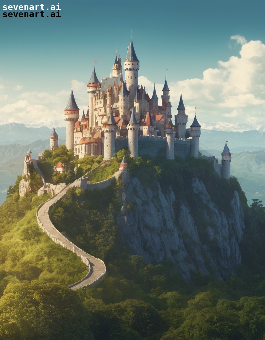 castle, fairy tale, fantasy, hilltop, architecture