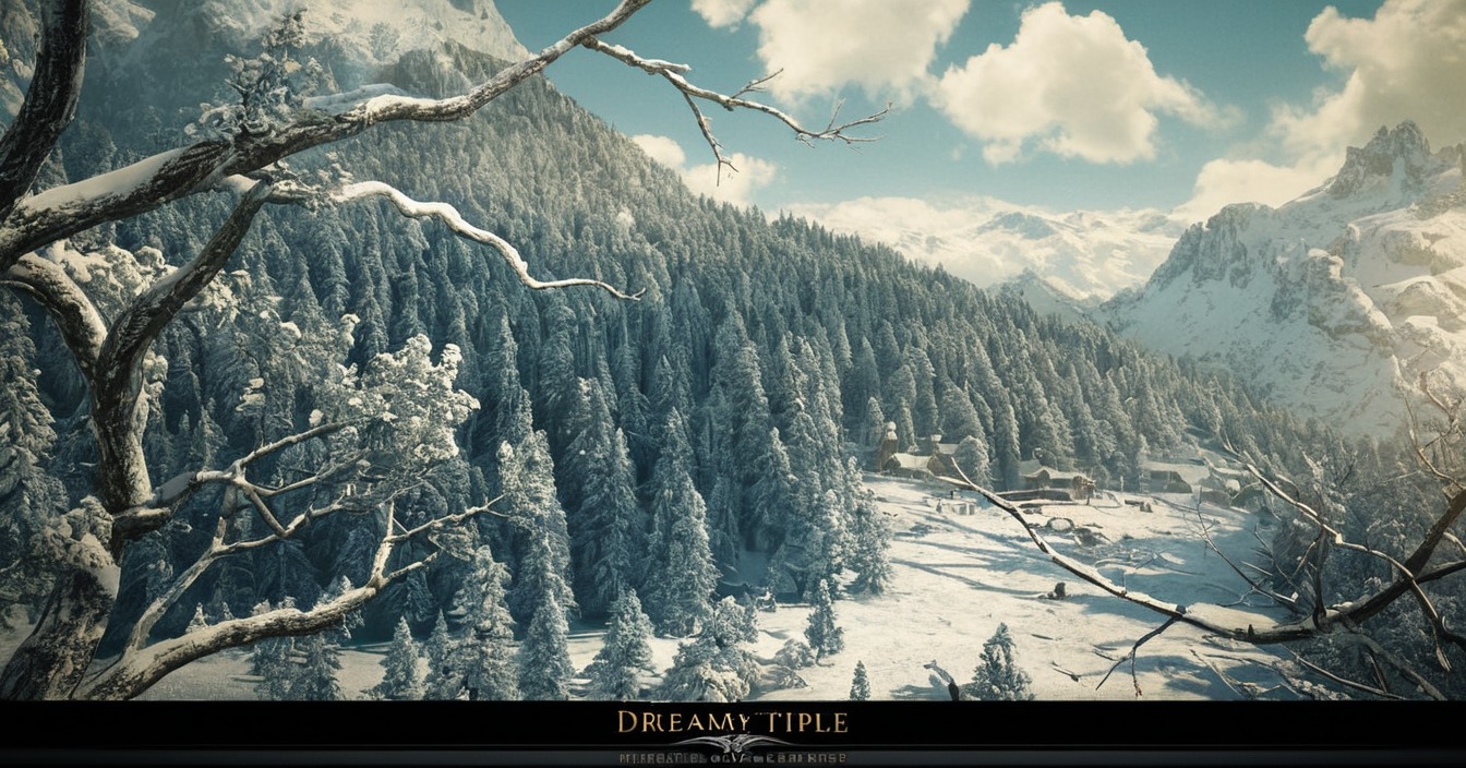 environment, forest, landscape, mattepainting, mixedmedia, moody, mountains, nature, photoshop, print, romantic, scenery, snow, sunny, tigaer, vue, winter