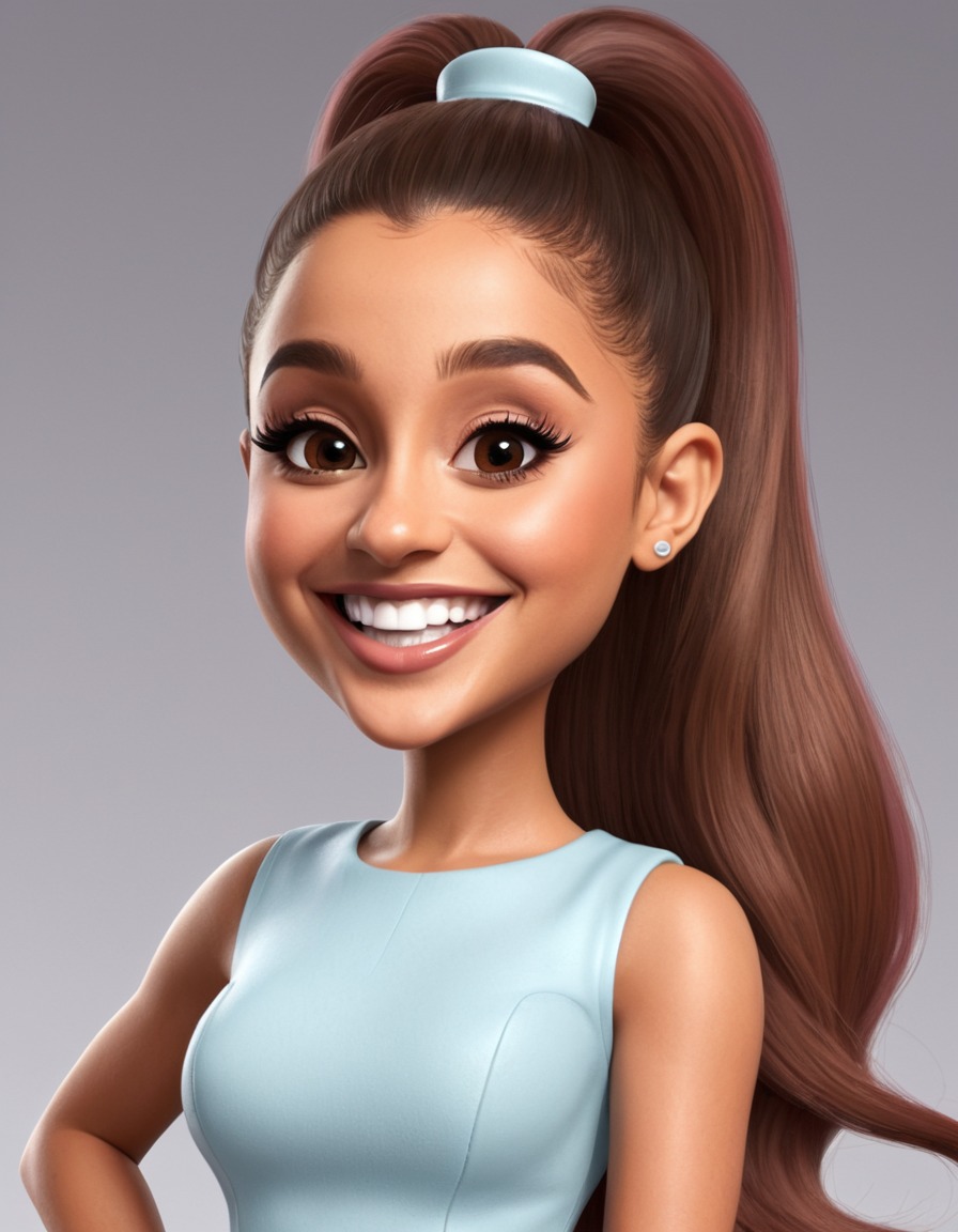 ariana grande, caricature, big head, crazy smile, pop star, entertainment, humor