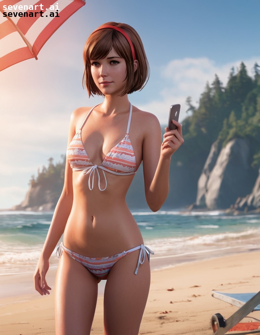 max caulfield, life is strange, fan art, bikini, beach, games, girls from games