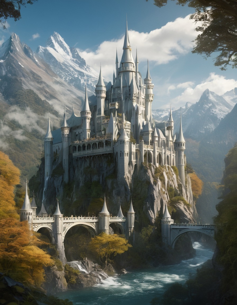 castle, rivendell, elves, fantasy, majestic, john tolkien, tolkien