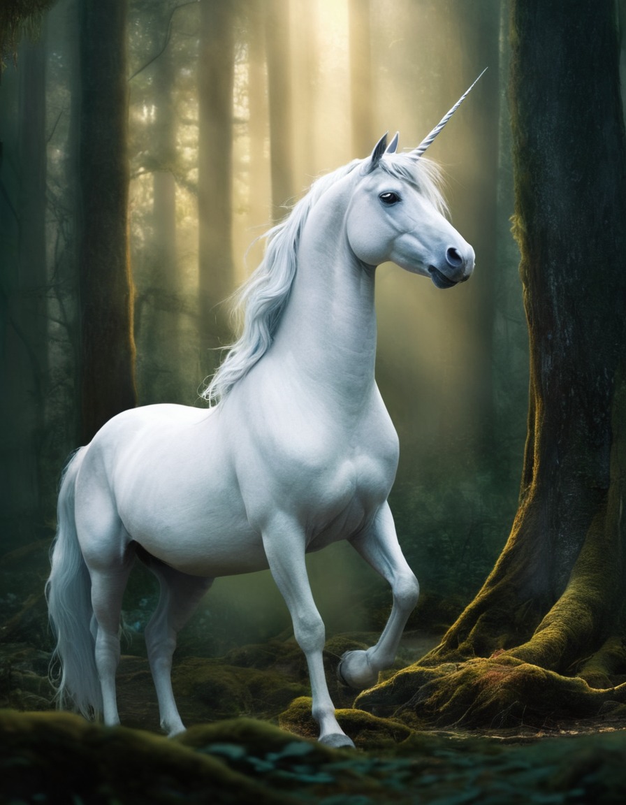 fantasy, mythical creature, unicorn, enchanted forest, lothlorien, john tolkien, tolkien