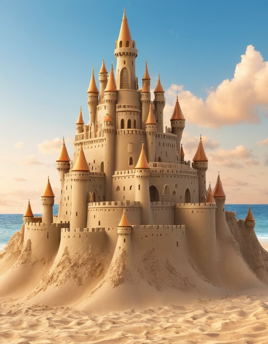 sandcastle, skyscraper, monument, imagination, beach, architecture, creative