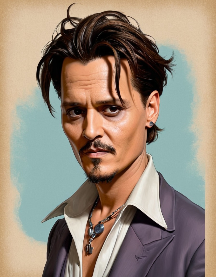 johnny depp, painting, humor, actor, hollywood, artistic representation, celebrity