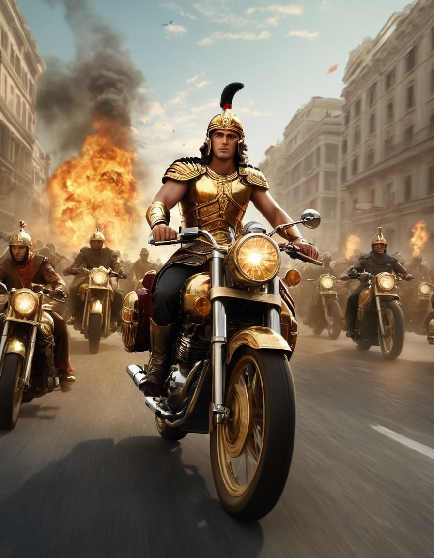 alexander the great, motorcycle, rush hour, traffic, historical figure