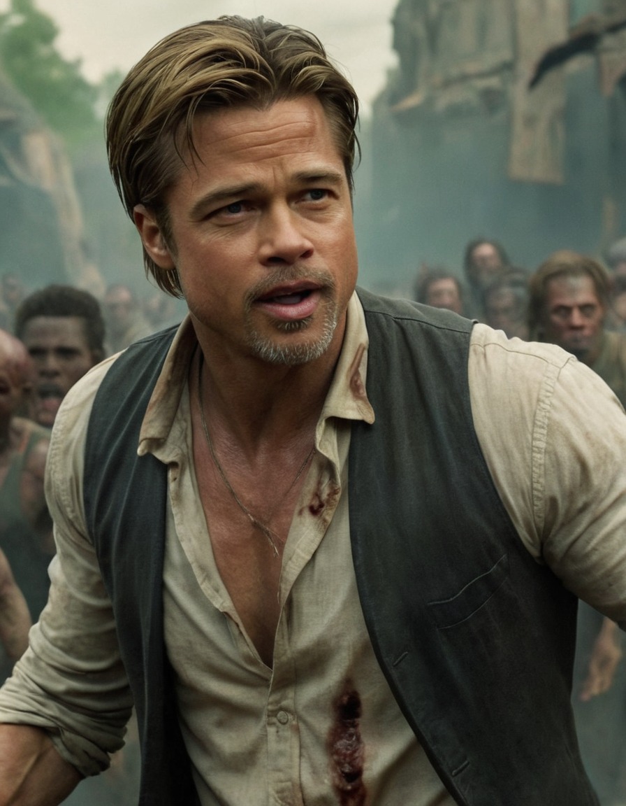 brad pitt, zombie, horror, action, fight scene, celebrity, undead