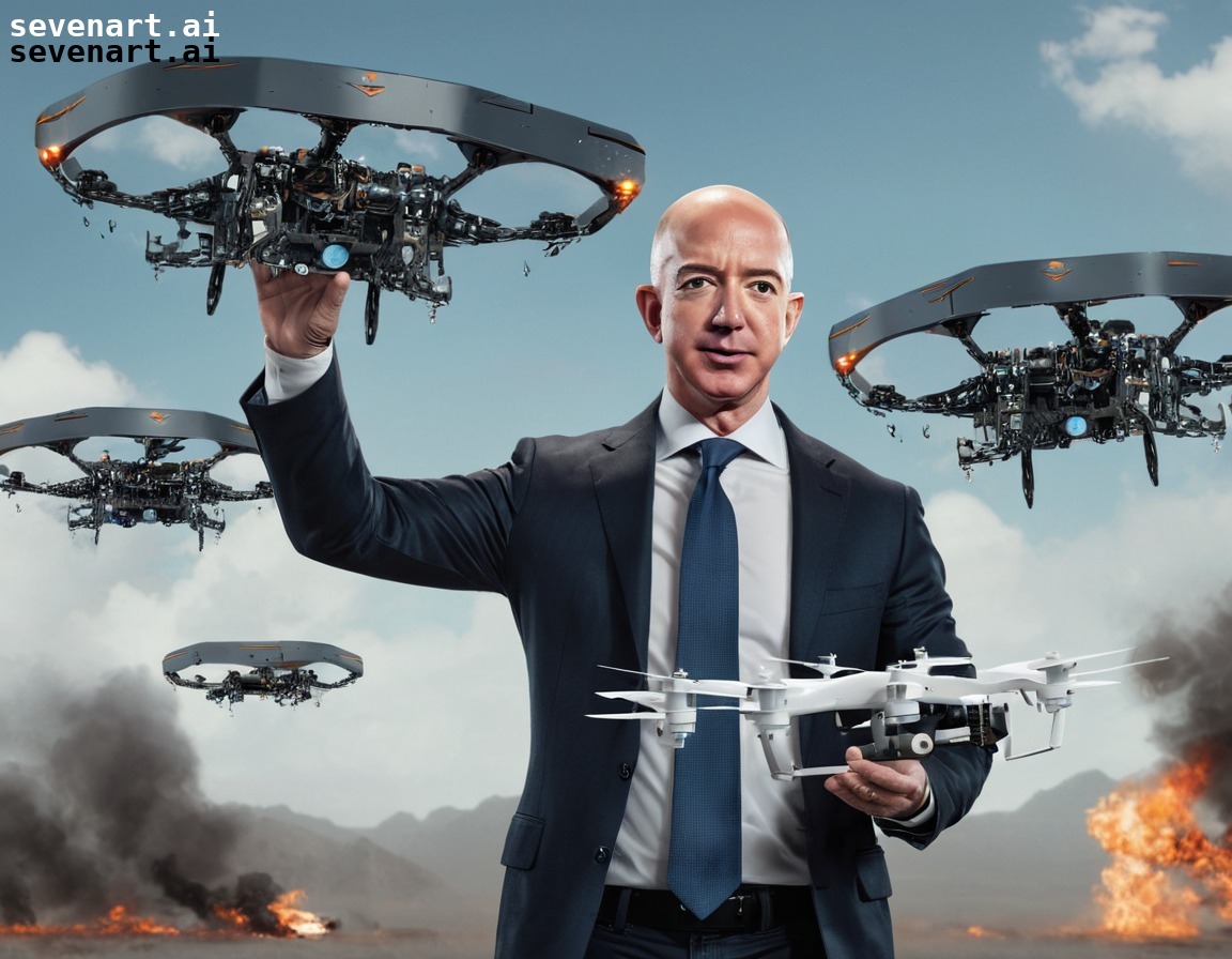 jeff bezos, mad scientist, robot army, amazon drones, technology, amazon