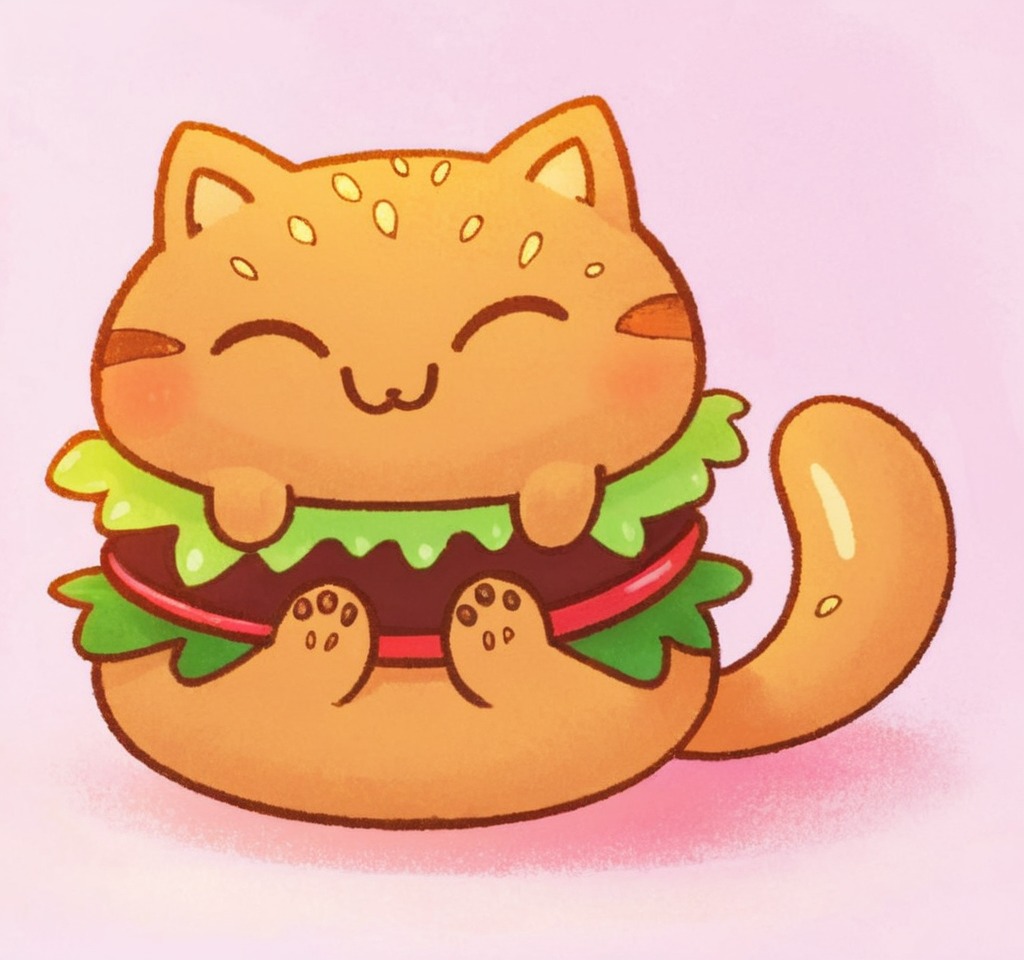 digitalart, cartoon, adorable, animals, burger, catburger, digital, kawaii, clipstudiopaint, catburgertutorial