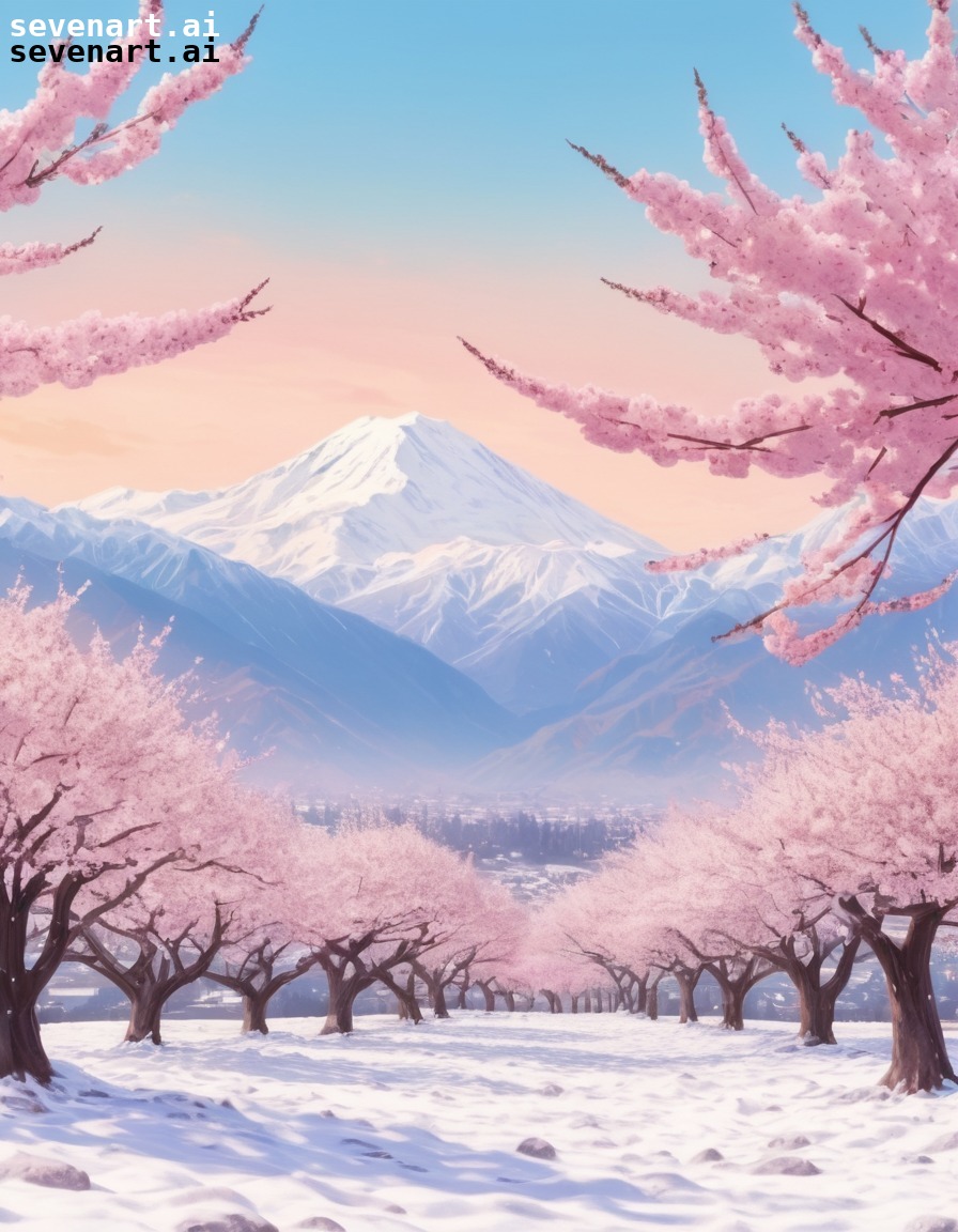 nature, cherry blossoms, mountains, spring, landscape