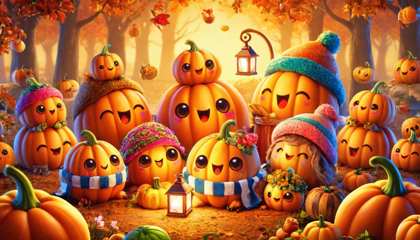 digitalart, wallpaper, halloween, cartoon, digitalpainting, christmas, decoration, pumpkinpals