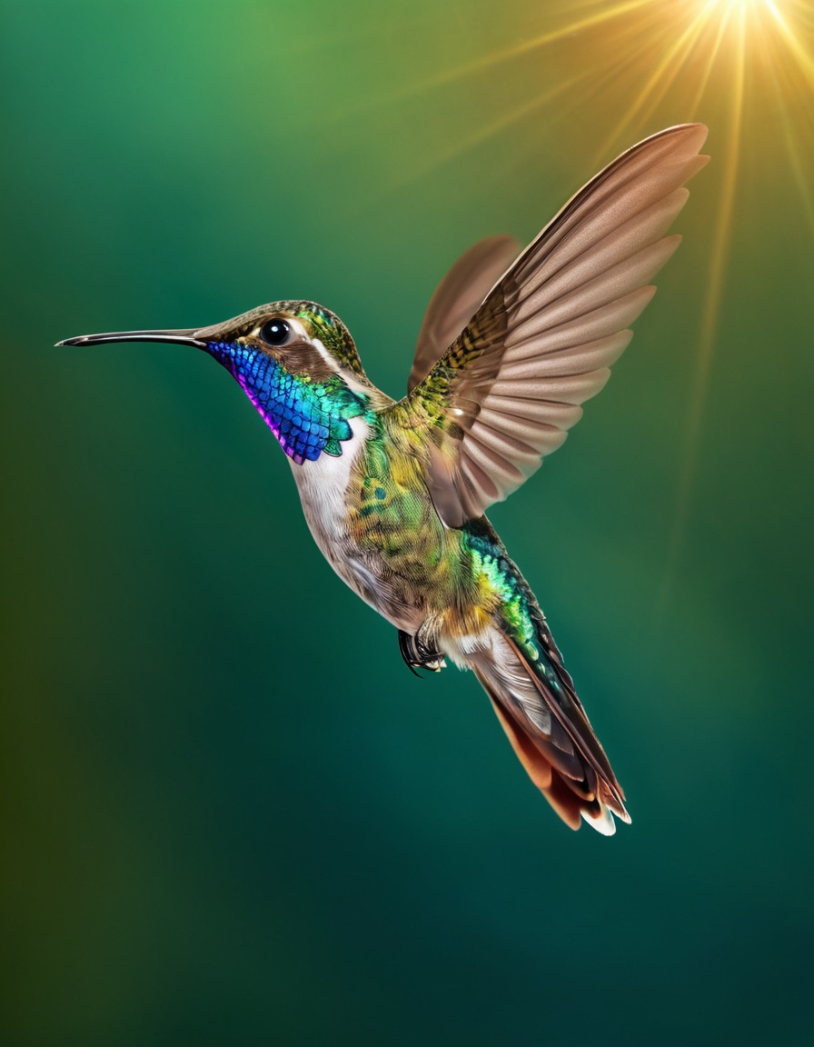 hummingbird, nature, wildlife, iridescent feathers, hovering, flight, mid-air