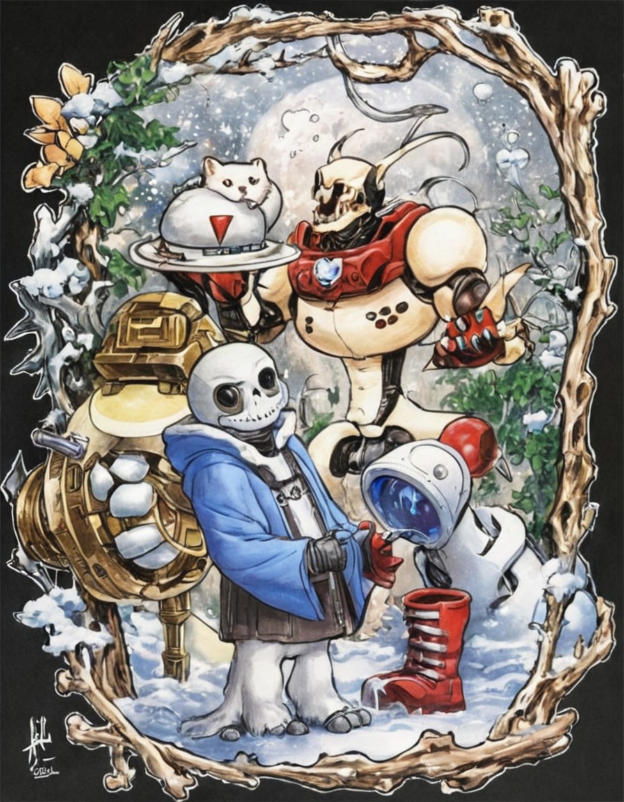 bones, dog, house, papyrus, sans, snow, undertale, greaterdog, snowdin