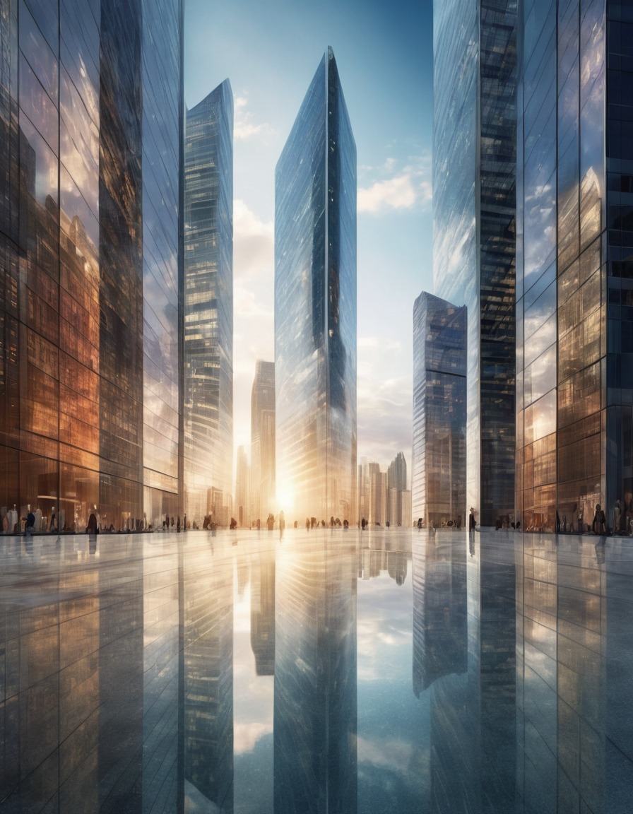 cityscape, skyscraper, reflections, urban landscape