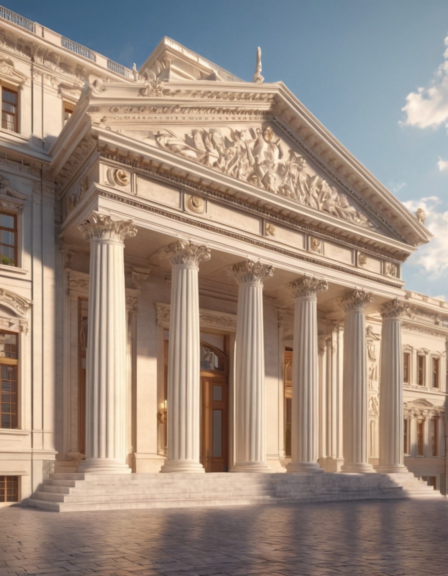 neoclassical architecture, columns, dome, grand building, architecture