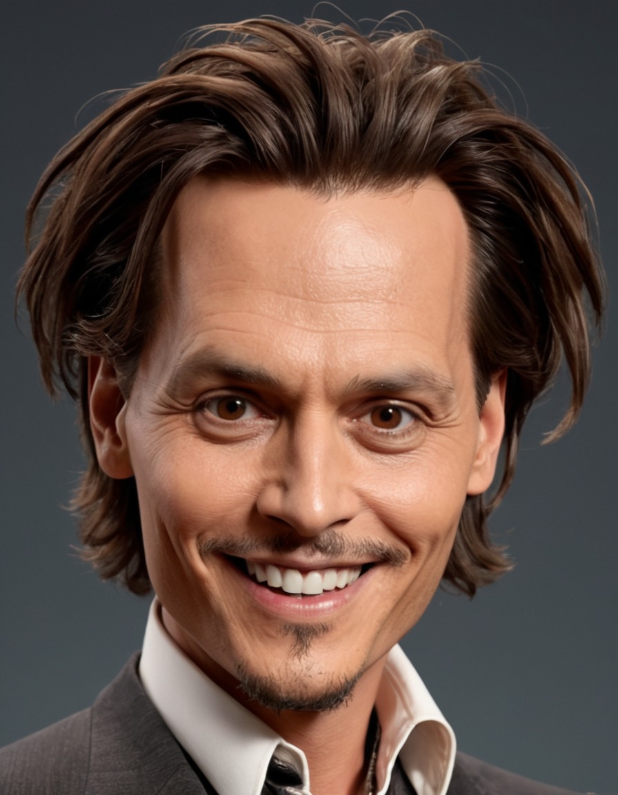 johnny depp, actor, celebrity, caricature, big head, crazy smile